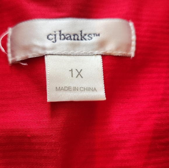 CJ BANKS size 1X red button front jacket - Picture 7 of 9